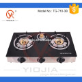 hot sell 3-Burners Gas Stove with glass panel and brass cap